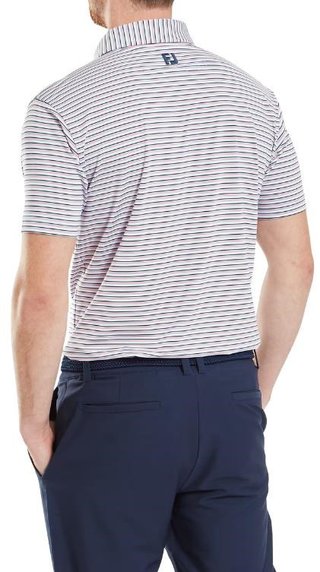 FootJoy Balance Stripe Lisle heren polo, skyway/white/dark denim/pink lemonade