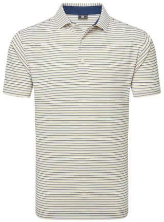 FootJoy Balance Stripe Lisle heren polo, wit/navy/grijs/taxi
