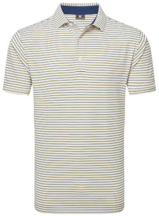 FootJoy Balance Stripe Lisle heren polo, wit/navy/grijs/taxi