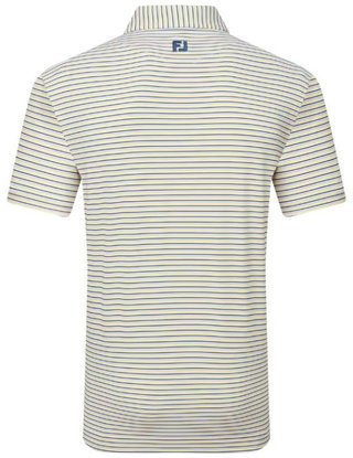 FootJoy Balance Stripe Lisle heren polo, wit/navy/grijs/taxi