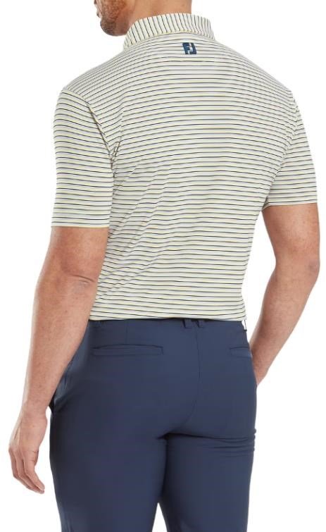 FootJoy Balance Stripe Lisle heren polo, wit/navy/grijs/taxi