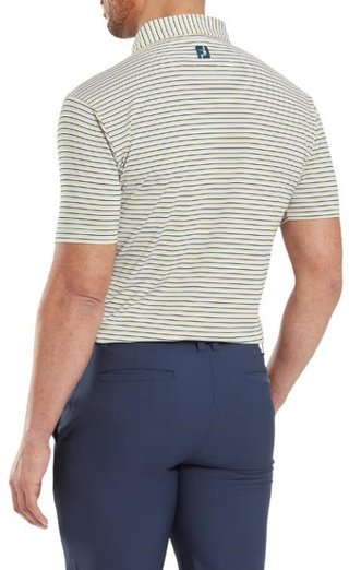 FootJoy Balance Stripe Lisle heren polo, wit/navy/grijs/taxi