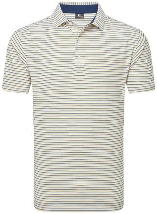 FootJoy Balance Stripe Lisle heren polo, blue jay/white/pistachio/orange