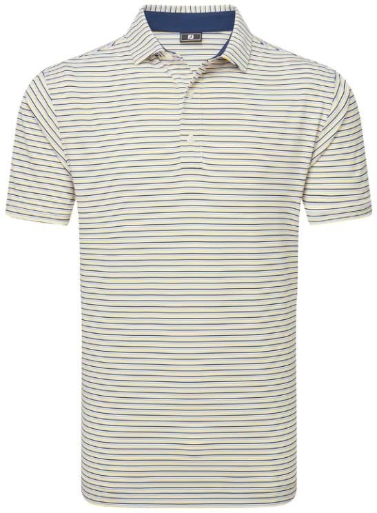 FootJoy Balance Stripe Lisle heren polo, blue jay/white/pistachio/orange