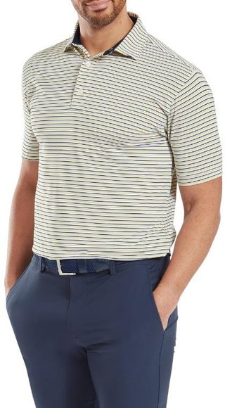 FootJoy Balance Stripe Lisle heren polo, blue jay/white/pistachio/orange