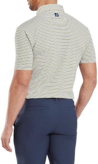 FootJoy Balance Stripe Lisle heren polo, blue jay/white/pistachio/orange