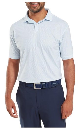 FootJoy Irongate Print Lisle heren polo, white/skyway
