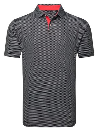 FootJoy Irongate Print Lisle heren polo, zwart/wit