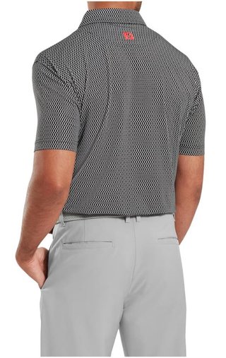 FootJoy Irongate Print Lisle heren polo, zwart/wit