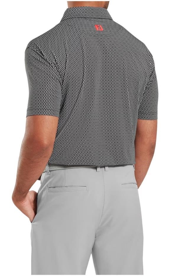 FootJoy Irongate Print Lisle heren polo, zwart/wit