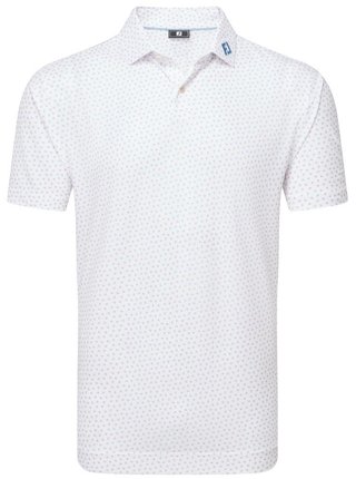 FootJoy Bounce Print Pique heren polo, wit/oranje/blue jay