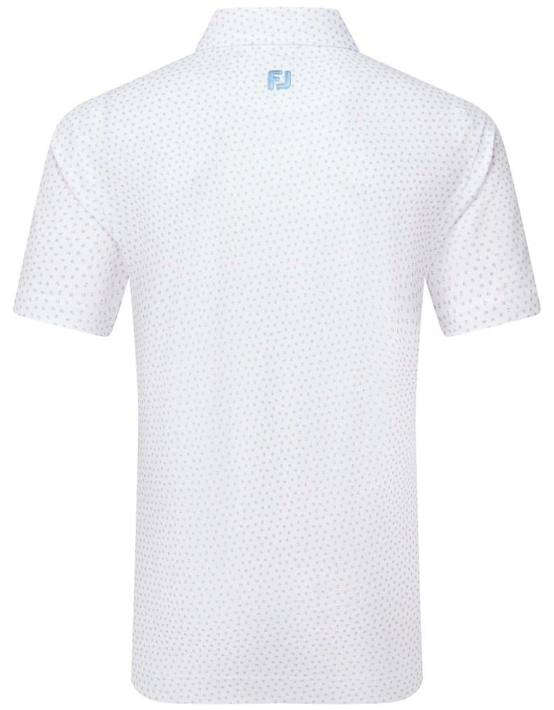 FootJoy Bounce Print Pique heren polo, wit/oranje/blue jay
