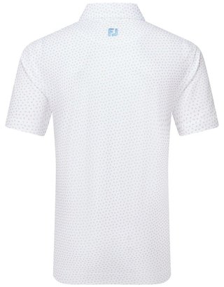 FootJoy Bounce Print Pique heren polo, wit/oranje/blue jay