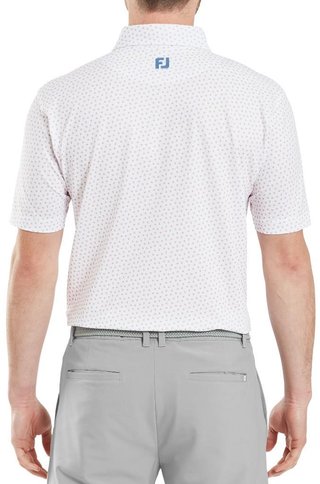 FootJoy Bounce Print Pique heren polo, wit/oranje/blue jay
