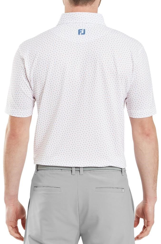 FootJoy Bounce Print Pique heren polo, wit/oranje/blue jay