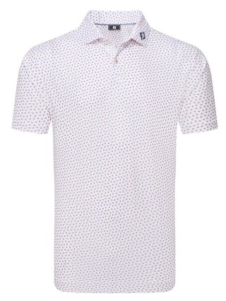 FootJoy Bounce Print Pique heren polo, wit/hibiscus