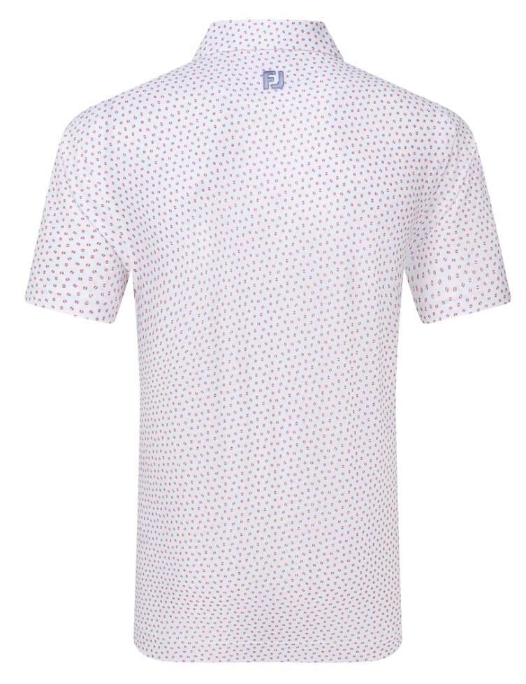 FootJoy Bounce Print Pique heren polo, wit/hibiscus