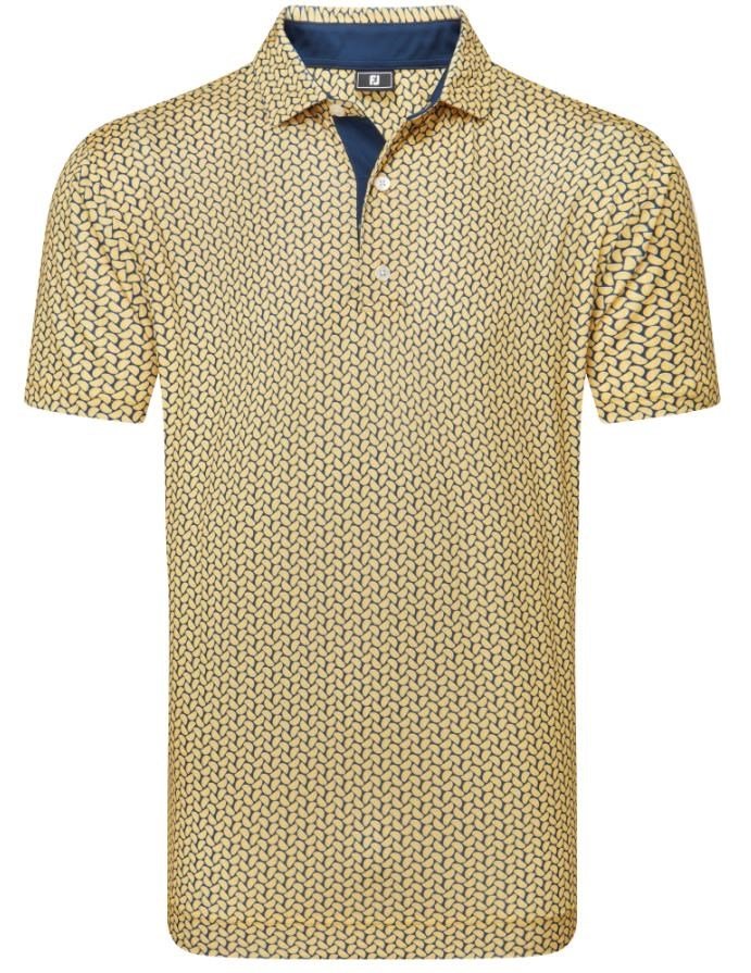 FootJoy Citrus Print Lisle heren polo, taxi/navy