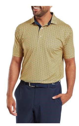 FootJoy Citrus Print Lisle heren polo, taxi/navy