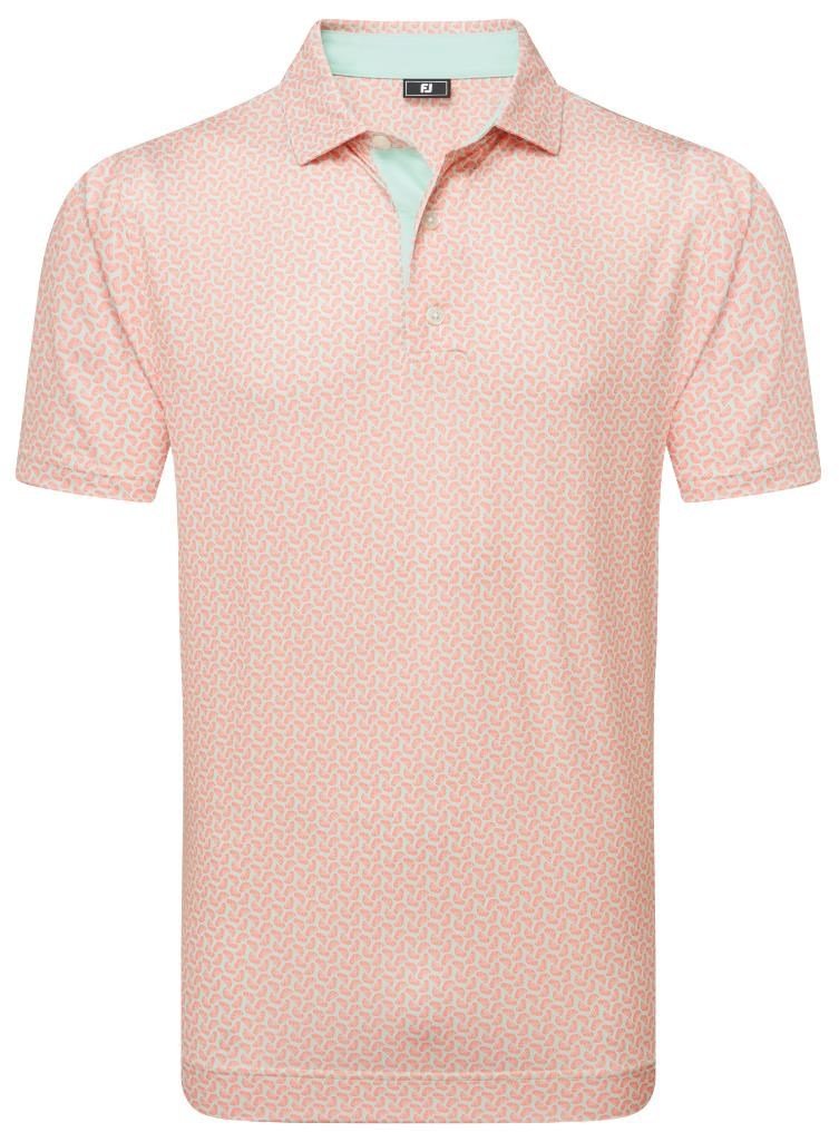 FootJoy Citrus Print Lisle heren polo, oranje/pistache