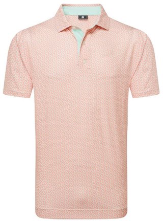FootJoy Citrus Print Lisle heren polo, oranje/pistache