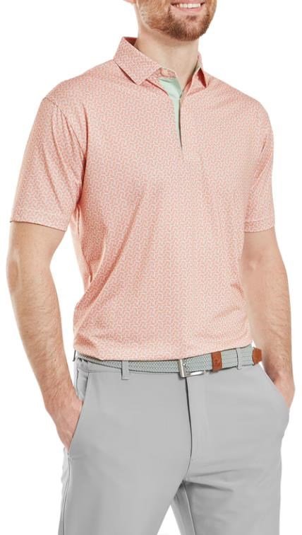 FootJoy Citrus Print Lisle heren polo, oranje/pistache