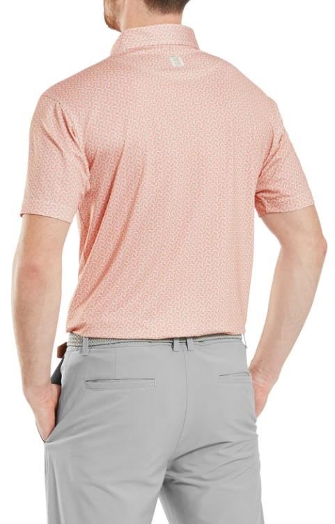FootJoy Citrus Print Lisle heren polo, oranje/pistache