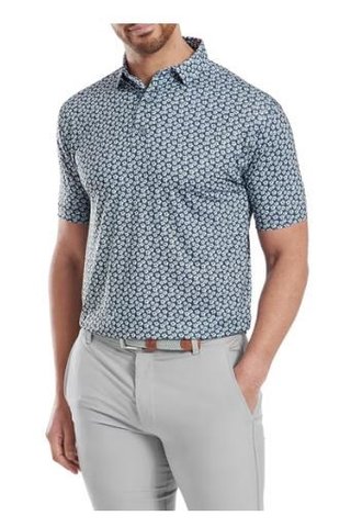 FootJoy Floral Sketch Print Lisle heren polo, white/navy