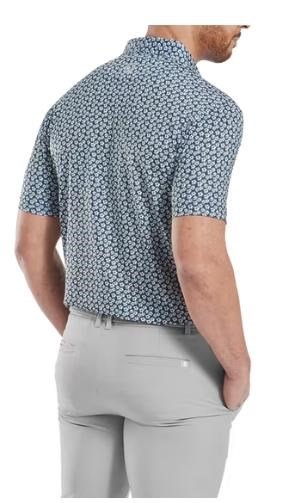 FootJoy Floral Sketch Print Lisle heren polo, white/navy