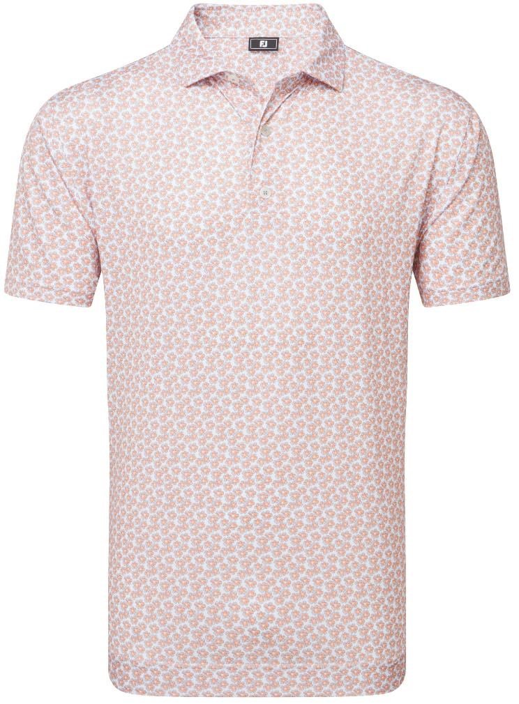 FootJoy Floral Sketch Print Lisle heren polo, oranje/wit