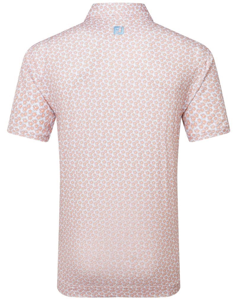 FootJoy Floral Sketch Print Lisle heren polo, oranje/wit