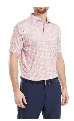 FootJoy Floral Sketch Print Lisle heren polo, oranje/wit