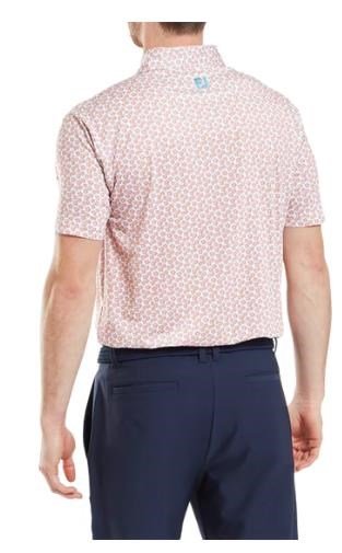 FootJoy Floral Sketch Print Lisle heren polo, oranje/wit