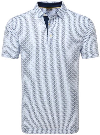 FootJoy Figure Print Lisle heren polo, wit/navy