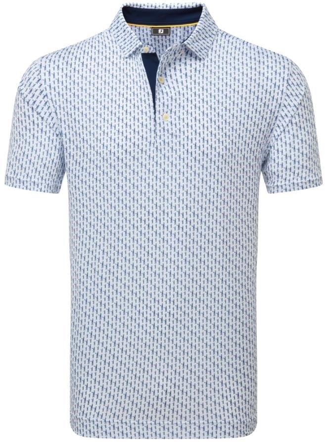 FootJoy Figure Print Lisle heren polo, wit/navy