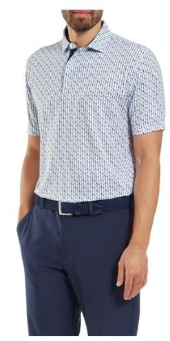 FootJoy Figure Print Lisle heren polo, wit/navy