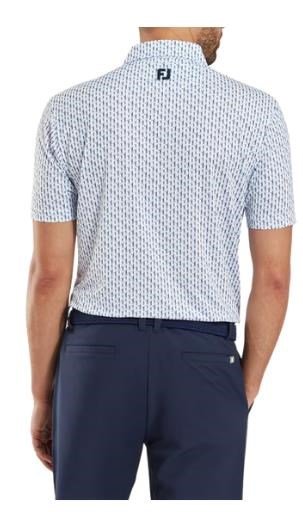 FootJoy Figure Print Lisle heren polo, wit/navy