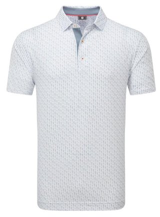 FootJoy Figure Print Lisle heren polo, white/flint