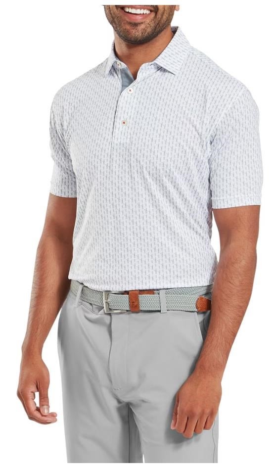 FootJoy Figure Print Lisle heren polo, white/flint