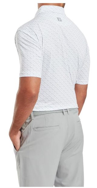 FootJoy Figure Print Lisle heren polo, white/flint