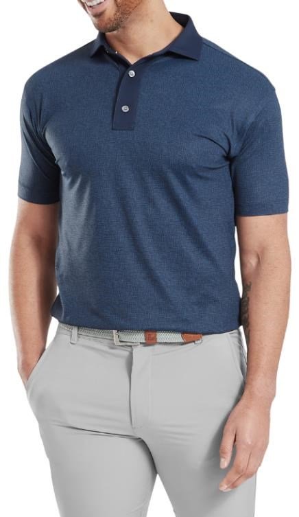 FootJoy Etched Texture Print Lisle heren polo, navy
