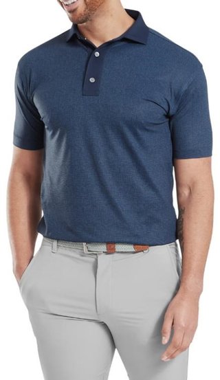 FootJoy Etched Texture Print Lisle heren polo, navy