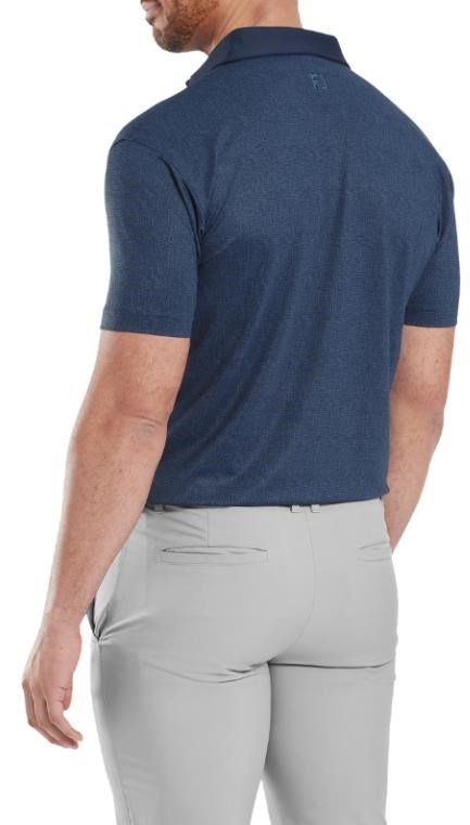 FootJoy Etched Texture Print Lisle heren polo, navy
