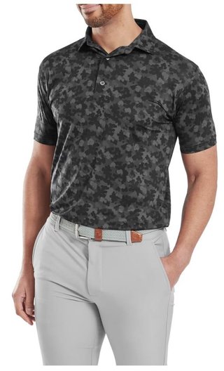 FootJoy Pop Camo Lisle heren polo, zwart