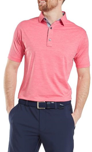 FootJoy Heather Lisle with Trim heren polo, pink lemonade heather