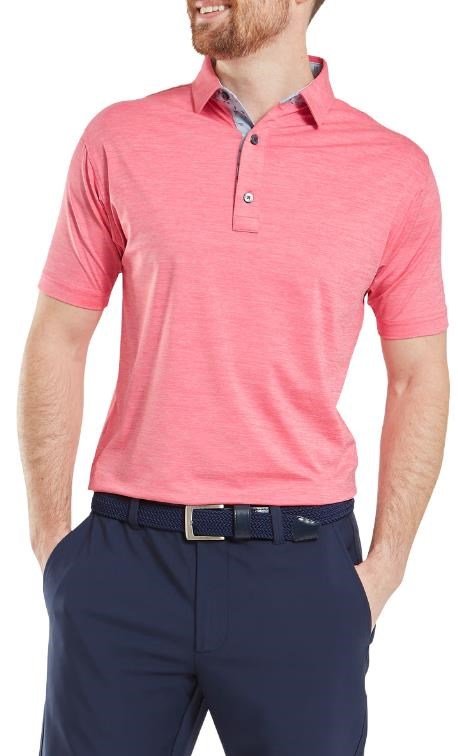 FootJoy Heather Lisle with Trim heren polo, pink lemonade heather