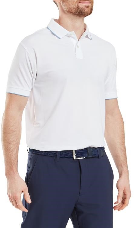FootJoy Tipped Pique heren polo, white/blue jay