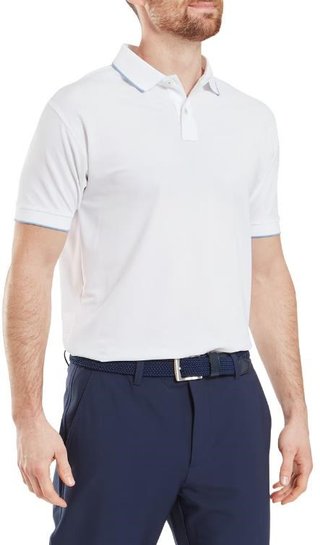 FootJoy Tipped Pique heren polo, white/blue jay