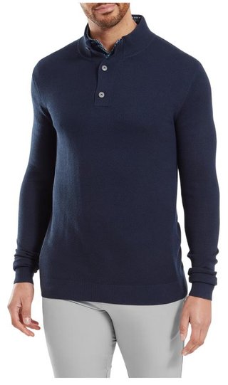 FootJoy Drirelease Button Placket heren sweater, dark denim