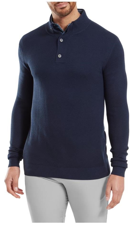 FootJoy Drirelease Button Placket heren sweater, dark denim